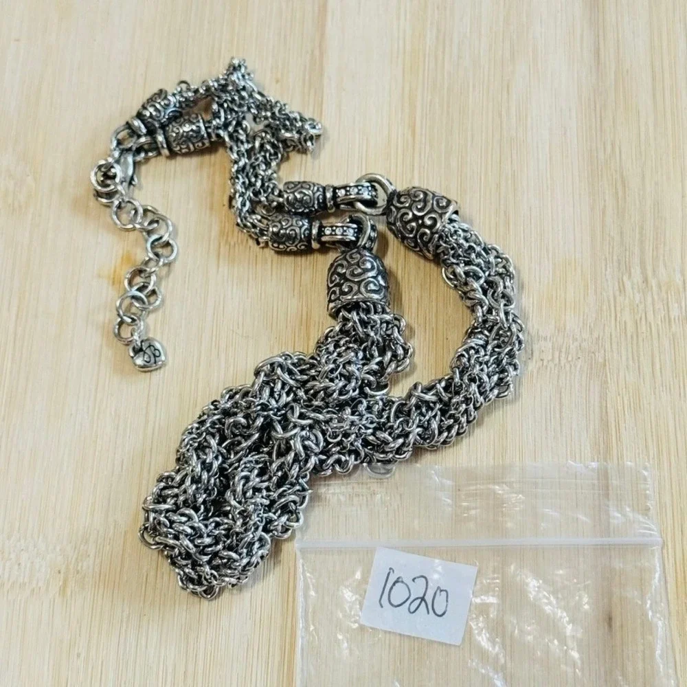 Brighton‎ Cher Jazz Collar Necklace Silver Plated chain braided retired 21